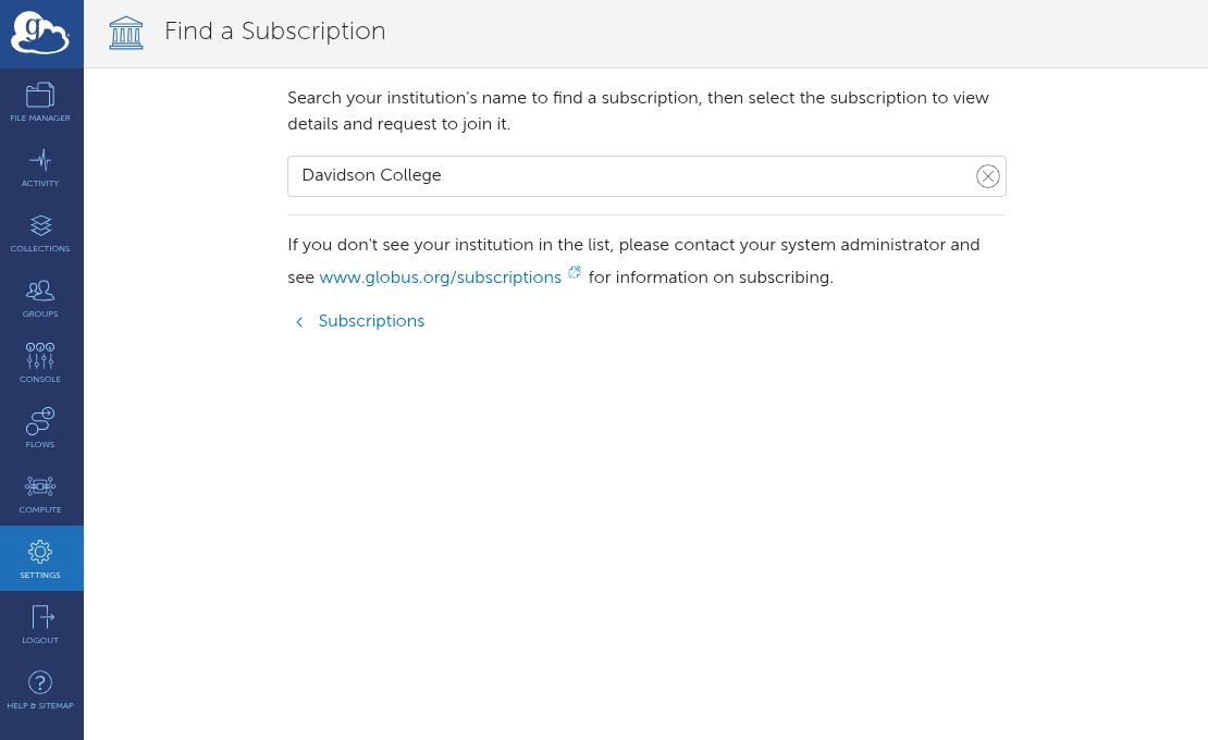 Globus Subscription Search